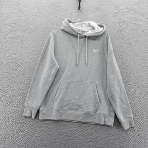 Reebok Mens Grey Heather To The Core Fleece Hoodie Sweatshirt Casual Large NEW